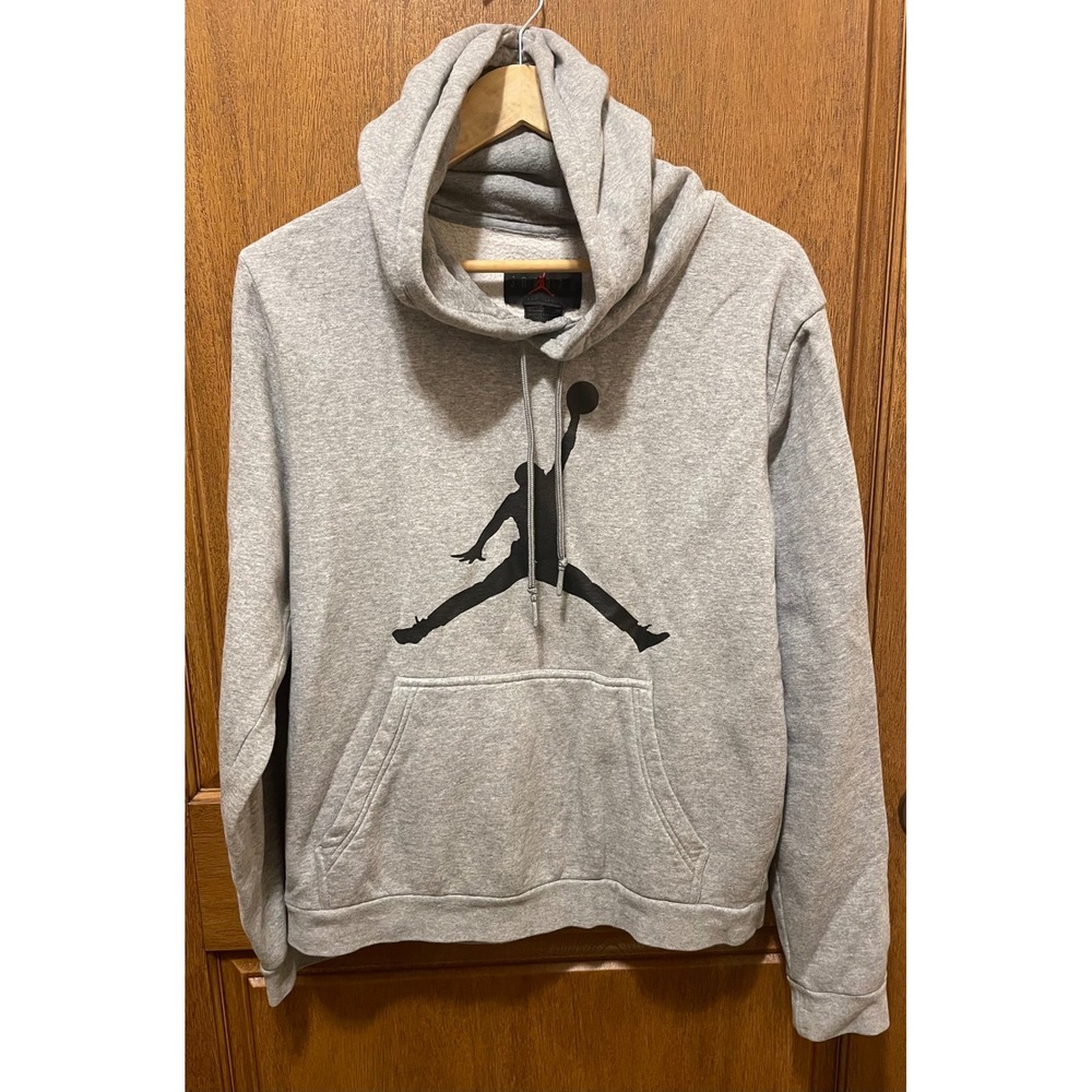 Jordan Jumpman Hoodie Mens Small Heather Gray Fleece Pullover Sweatshirt